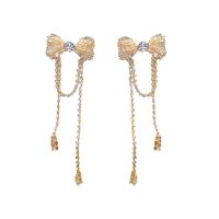 Cubic Zirconia Micro Pave Brass Earring, Copper Alloy, Bowknot, real gold plated, fashion jewelry & micro pave cubic zirconia & for woman [