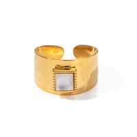 ステンレス指輪, 304ステンレススチール, とともに 真珠牡蠣, メッキ, ファッションジュエリー, 金色, 11.3mm, 内径:約 17.8mm, 売り手 パソコン[