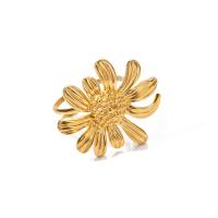 Stainless Steel Finger Ring, 304 Stainless Steel, Sunflower, plated, fashion jewelry, golden, 24.7mm, Inner Approx 18mm [