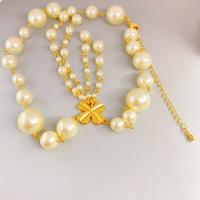 Collar de perlas de plástico, metal, con Perlas plásticas, con 3.15inch extender cadena, chapado en color dorado, Joyería & para mujer, longitud:aproximado 15.7 Inch, Vendido por UD