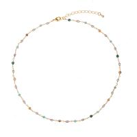 Gemstone Necklaces, Titanium Steel, with Natural Stone, with 2inch extender chain, real gold plated, fashion jewelry & for woman Approx 15.5 Inch 