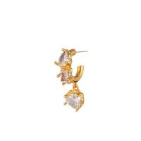 Cubic Zirconia Micro Pave Brass Earring, Geometrical Pattern, gold color plated, micro pave cubic zirconia & for woman [