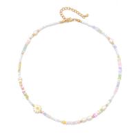 Gemstone Necklaces, Natural Stone, with Plastic Pearl & 304 Stainless Steel, with 2inch extender chain, real gold plated, fashion jewelry & for woman Approx 15.7 Inch 
