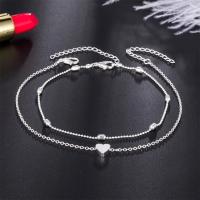 Zinc Alloy Anklet, with 5cm extender chain, plated, Double Layer & fashion jewelry & for woman Approx 22 cm [