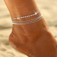 Zinc Alloy Anklet, with 5cm extender chain, fashion jewelry & for woman & with rhinestone, silver color Approx 20 cm 