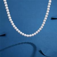 Collar de perlas de plástico, aleación de zinc, con Perlas plásticas, Joyería & diverso tamaño para la opción & para hombre, Blanco, Vendido por UD