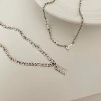 Zinc Alloy Necklace, with 7cm extender chain, silver color plated, Double Layer & fashion jewelry & for woman Approx 35 cm, Approx 40 cm 