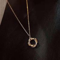 Collar de aleación de cinc con diamantes de imitación, aleación de zinc, chapado en color dorado, Joyería & para mujer, longitud:aproximado 40 cm, Vendido por UD