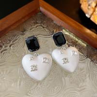 Zinc Alloy Rhinestone Drop Earring, Heart, fashion jewelry & for woman & with rhinestone [