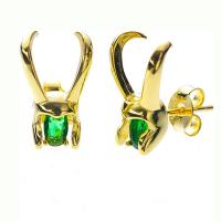 Zinc Alloy Rhinestone Stud Earring, gold color plated, fashion jewelry & for woman & with rhinestone, two different colored, 18mm 