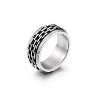 Stainless Steel Finger Ring, 304 Stainless Steel, polished, fashion jewelry & Unisex & blacken, silver color [