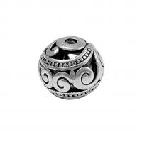 Zinc Alloy Spacer Beads, Round, antique silver color plated, vintage & DIY & hollow 
