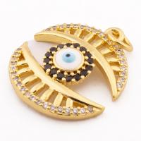 Fashion Evil Eye Pendant, Brass, high quality gold color plated, DIY & micro pave cubic zirconia Approx 3mm 