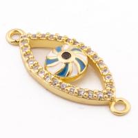 Evil Eye Jewelry Connector, Brass, high quality gold color plated, DIY & micro pave cubic zirconia Approx 1mm 