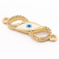 Evil Eye Jewelry Connector, Brass, high quality gold color plated, DIY & micro pave cubic zirconia Approx 1mm 