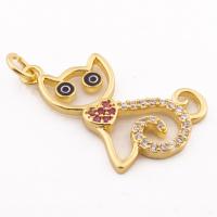 Cubic Zirconia Micro Pave Brass Pendant, Cat, high quality gold color plated, DIY & micro pave cubic zirconia Approx 3mm [
