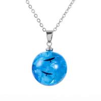Stainless Steel Jewelry Necklace, 304 Stainless Steel, with Resin, with 1.97inch extender chain, handmade, fashion jewelry & Unisex Approx 19.69 Inch [