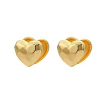 Brass Earring Clip, Heart, gold color plated, fashion jewelry & for woman, golden 