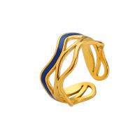 Enamel Stainless Steel Finger Ring, 304 Stainless Steel, plated, fashion jewelry & for woman, golden 