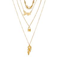 Collier de mode Multi couche, alliage de zinc, avec 1.97inch chaînes de rallonge, Placage de couleur d'or, bijoux de mode & multicouche & pour femme, doré Environ 20.47 pouce, Vendu par fixé