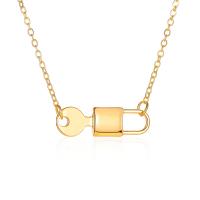 Zinc Alloy Necklace, with 1.97inch extender chain, Lock and Key, gold color plated, fashion jewelry & for woman, golden Approx 19.69 Inch [