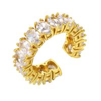 Circón cúbico anillo de dedo de latón, metal, diferentes estilos para la opción & para mujer & con circonia cúbica, dorado, Vendido por UD[
