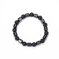 Gemstone Hematite Bracelets, Magnet, with Lava, fashion jewelry & Unisex Approx 7.09 Inch [