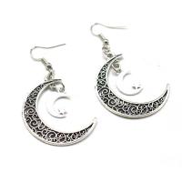 Zinc Alloy Drop Earring, Moon and Star, plated, fashion jewelry & for woman 