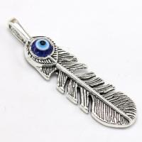 Zinc Alloy Evil Eye Pendant, with Resin, Feather, plated, fashion jewelry & DIY 