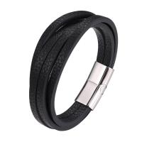 PU Leather Cord Bracelets, with Zinc Alloy, plated & for man [