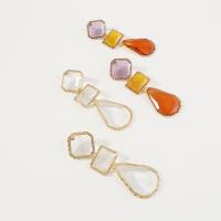 Resin Zinc Alloy Earring, with Resin, Geometrical Pattern, plated, fashion jewelry & for woman [