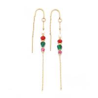 Gemstone Drop Earring, 304 Stainless Steel, with Natural Stone, real gold plated, fashion jewelry & for woman 