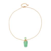 Gemstone Necklaces, 304 Stainless Steel, with Natural Stone, with 2inch extender chain, Perfume Bottle, 14K gold plated, fashion jewelry & oval chain & for woman Approx 17.5 Inch 