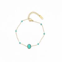 Turquoise Bracelets, 304 Stainless Steel, with turquoise, with 1.8inch extender chain, real gold plated, fashion jewelry & for woman Approx 6.7 Inch 