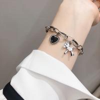 Bracelets En alliage de zinc, Placage de couleur argentée, bijoux de mode & pour femme Environ 18 cm, Vendu par PC[