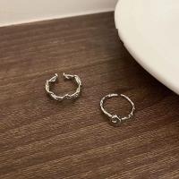 Zinc Set anillo de aleación, aleación de zinc, chapado en color de plata, 2 piezas & Ajustable & Joyería & para mujer, Vendido por Set[