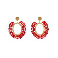 Glass Seed Beads Earring, Zinc Alloy, with Seedbead, 925 sterling silver post pin, gold color plated, fashion jewelry & for woman [