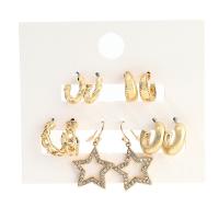 Zinc Alloy Rhinestone Drop Earring, gold color plated, 5 pieces & fashion jewelry & for woman & with rhinestone, golden 