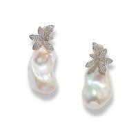 Freshwater Pearl Drop Earring, Natural & fashion jewelry & for woman & with rhinestone, white 