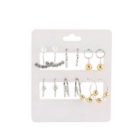 Zinc Alloy Drop Earring, with Plastic Pearl & Iron, plated, 6 pieces & fashion jewelry & for woman & with rhinestone, two different colored 