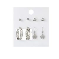 Zinc Alloy Drop Earring, silver color plated, 4 pieces & fashion jewelry & for woman & with rhinestone, silver color 