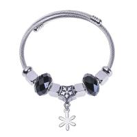 Glass Beads Multilayer Bracelets, 304 Stainless Steel, with Glass, Flower, vintage & fashion jewelry & for woman & faceted & blacken, mixed colors, 3mm, Inner Approx 54mm [