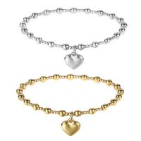 Stainless Steel Stretch Bracelet, 304 Stainless Steel, Heart, Vacuum Ion Plating, fashion jewelry & elastic & for woman 4mm Approx 17 cm [