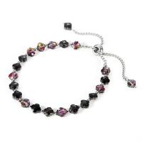 Crystal Bracelets, 304 Stainless Steel, with Crystal, Four Leaf Clover, Vacuum Ion Plating, Adjustable & fashion jewelry & for woman 6mm Approx 19 cm [