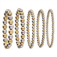 Stainless Steel Stretch Bracelet, 304 Stainless Steel, Round, Vacuum Ion Plating, fashion jewelry & elastic & for woman, mixed colors [