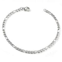 Stainless Steel Chain Bracelets, 304 Stainless Steel, fashion jewelry & Unisex original color, 3mm 