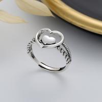 Sterling Silver Finger Ring, 925 Sterling Silver, Heart, Antique finish, fashion jewelry & for woman, 12mm 
