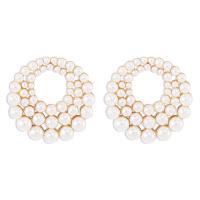 Plastic Pearl Zinc Alloy Earring, with Plastic Pearl, gold color plated, fashion jewelry & for woman, golden [