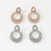 Zinc Alloy Rhinestone Drop Earring, with Plastic Pearl, plated, fashion jewelry & for woman & with rhinestone [