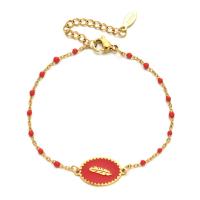 Stainless Steel Chain Bracelets, 304 Stainless Steel, with 4cm extender chain, Vacuum Ion Plating, Bohemian style & for woman & enamel Approx 16 cm [